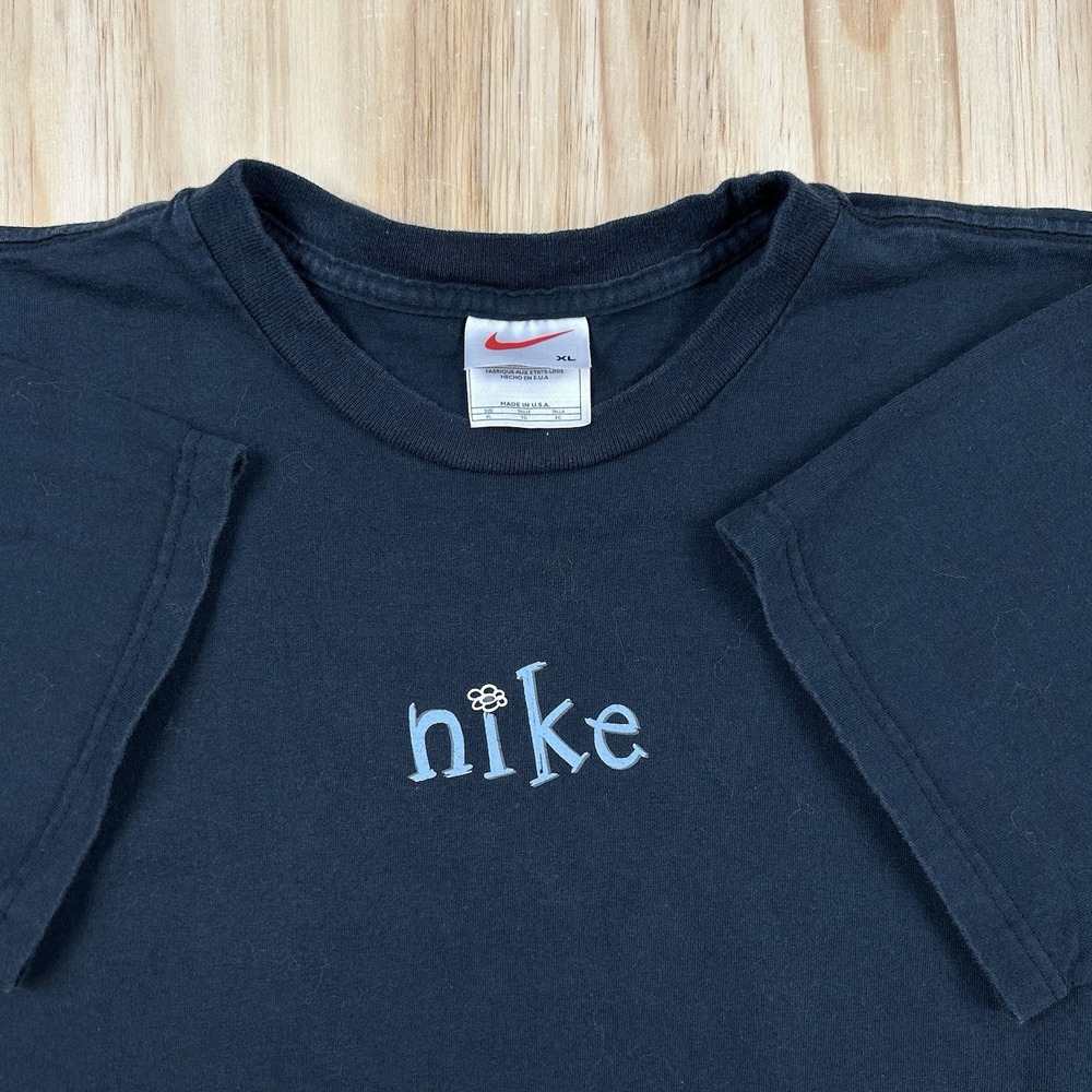 Nike Vintage Y2K Women's Floral T-Shirt Navy Blue Short Sleeve Size XL VTG